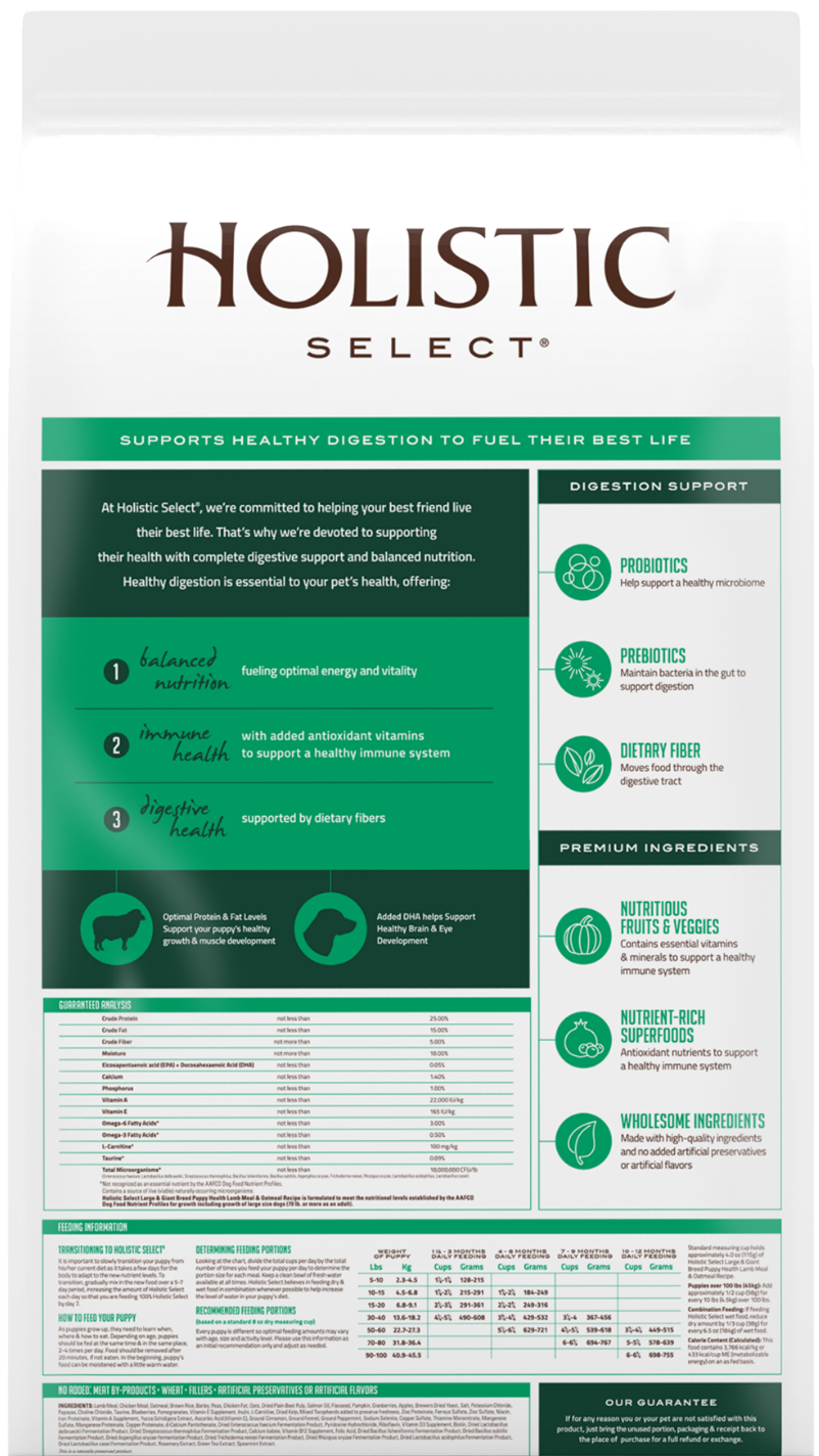 Large & Giant Breed Puppy Health - Lamb Meal & Oatmeal Recipe product packaging image 2
